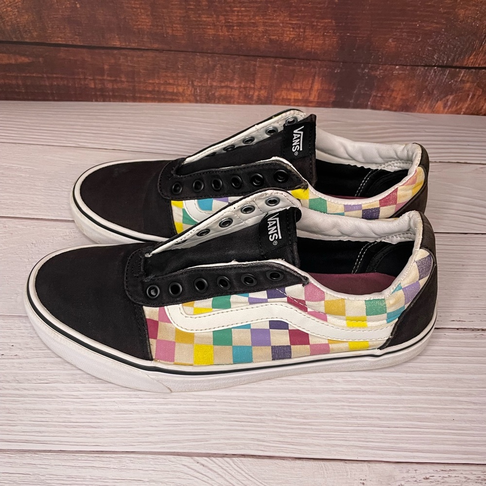 Vans Old Skool multi color classics
Size 9.5 Women 
Used